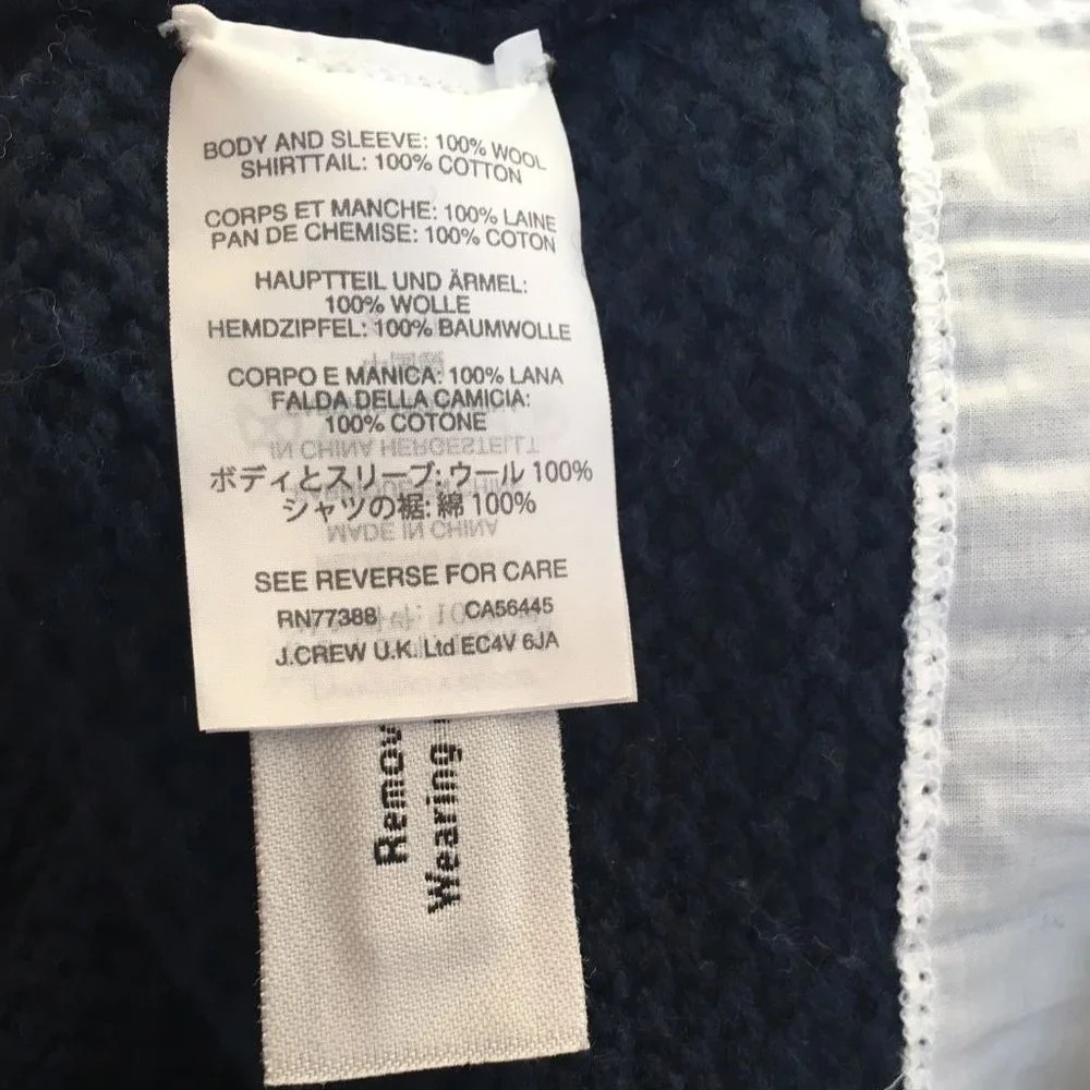 J. Crew Navy & White Shirttail Sweater